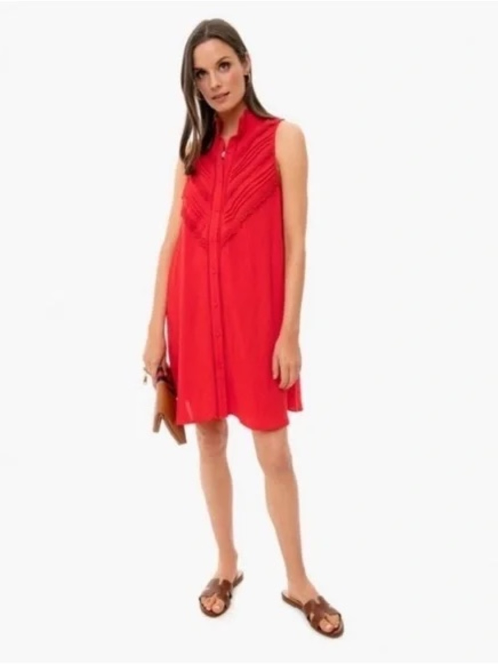 Pomander Place Sleeveless Red Button-Front Shift Dress